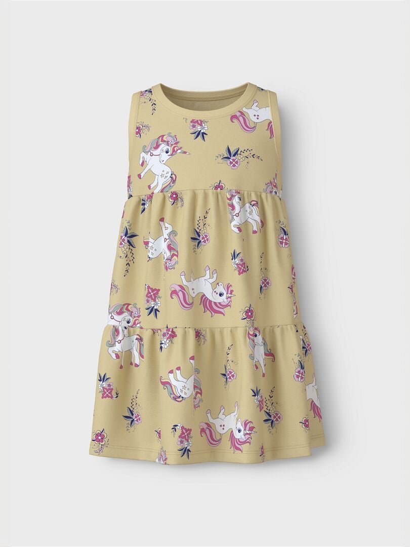 VESTIDO ESTAMPADO A CAPAS  AMARILLO