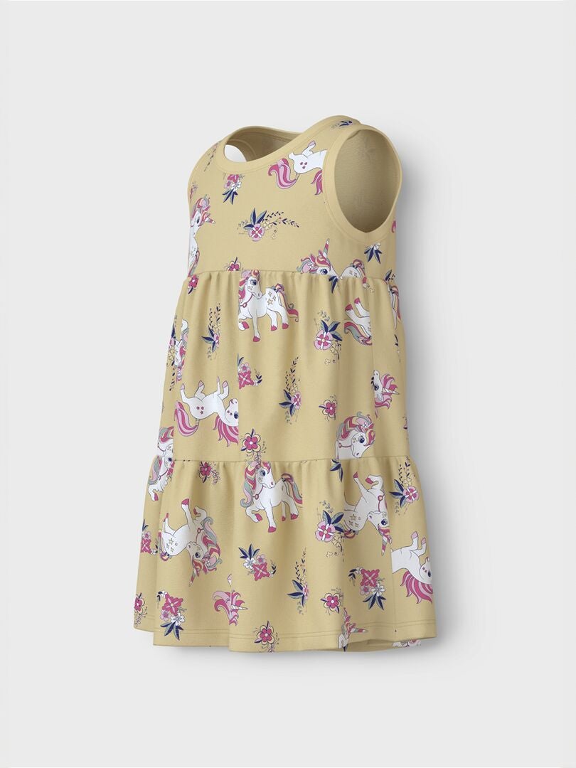 VESTIDO ESTAMPADO A CAPAS  AMARILLO