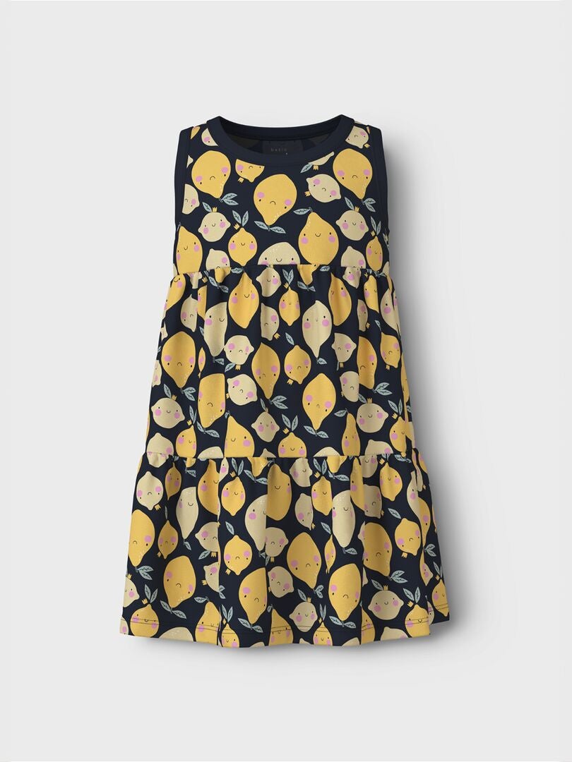VESTIDO ESTAMPADO A CAPAS  AZUL