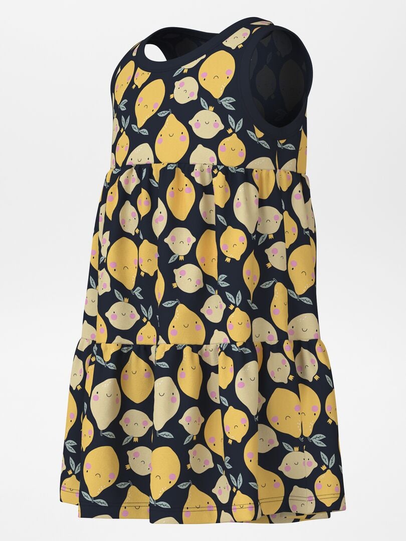 VESTIDO ESTAMPADO A CAPAS  AZUL