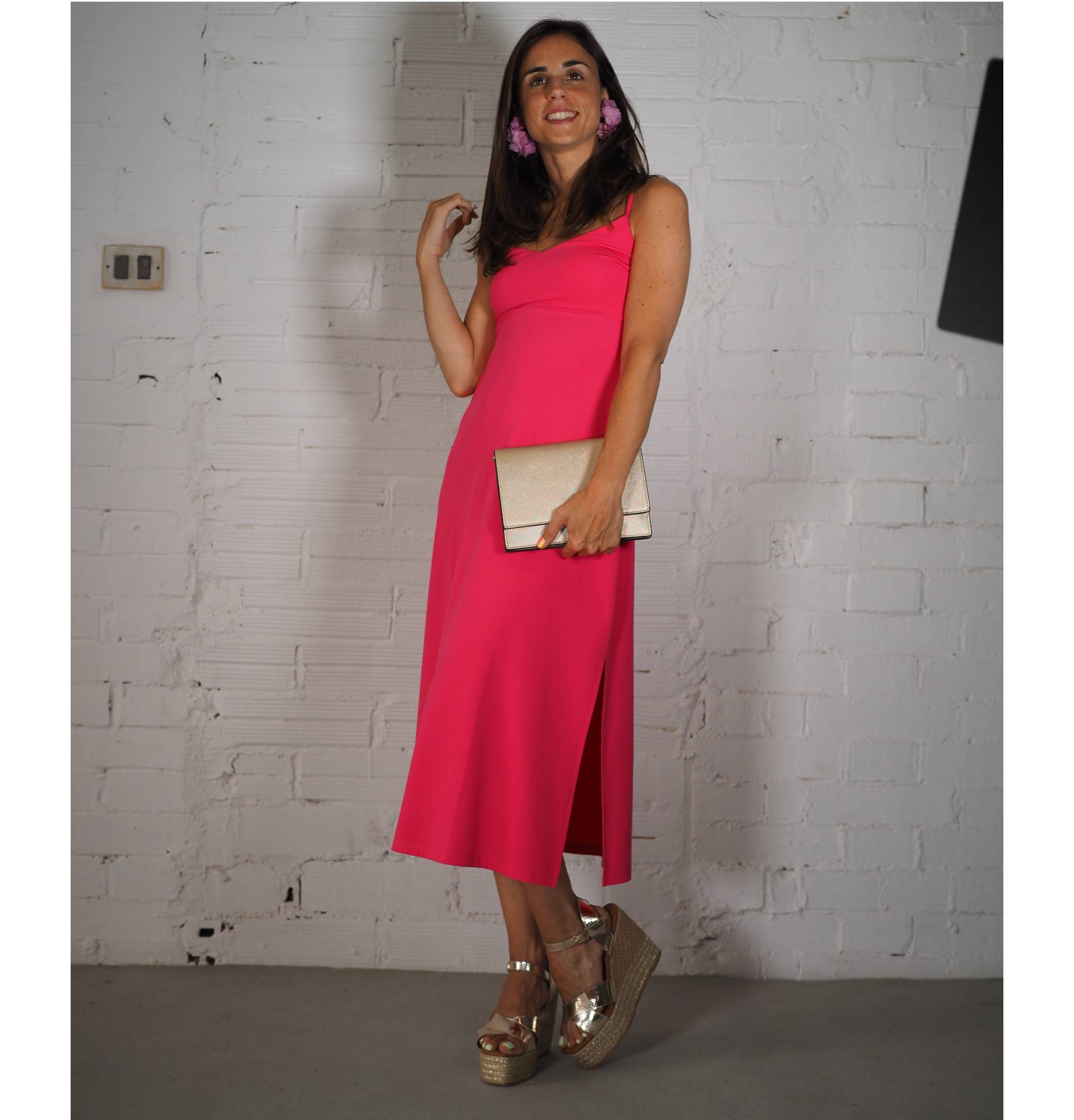VESTIDO MIDI BSB 049211029 FUCSIA