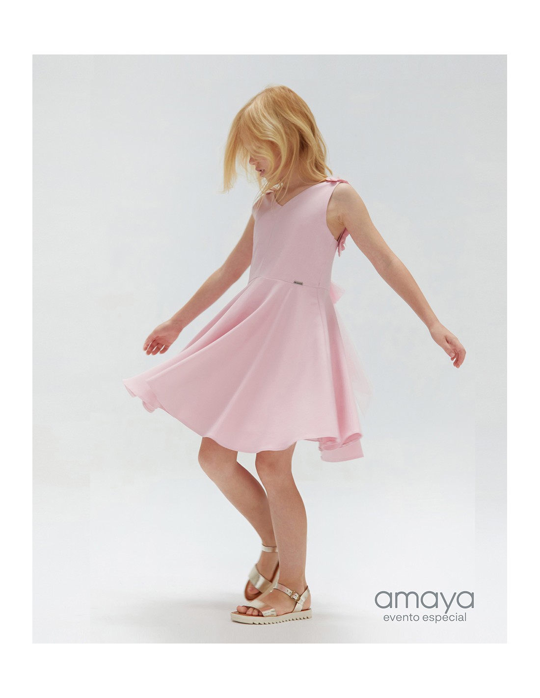 Vestido Niña Junior Ceremonia Rosa Amaya Fashion For Kids