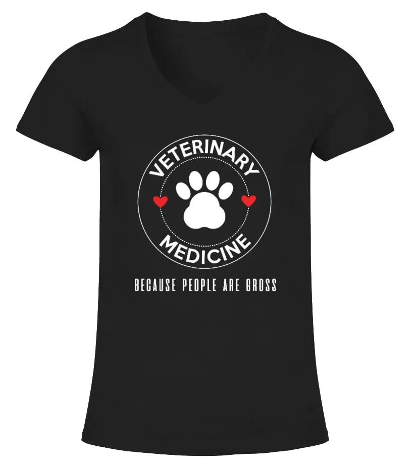 Veterinary Medicine People Suck Camiseta cuello pico Mujer