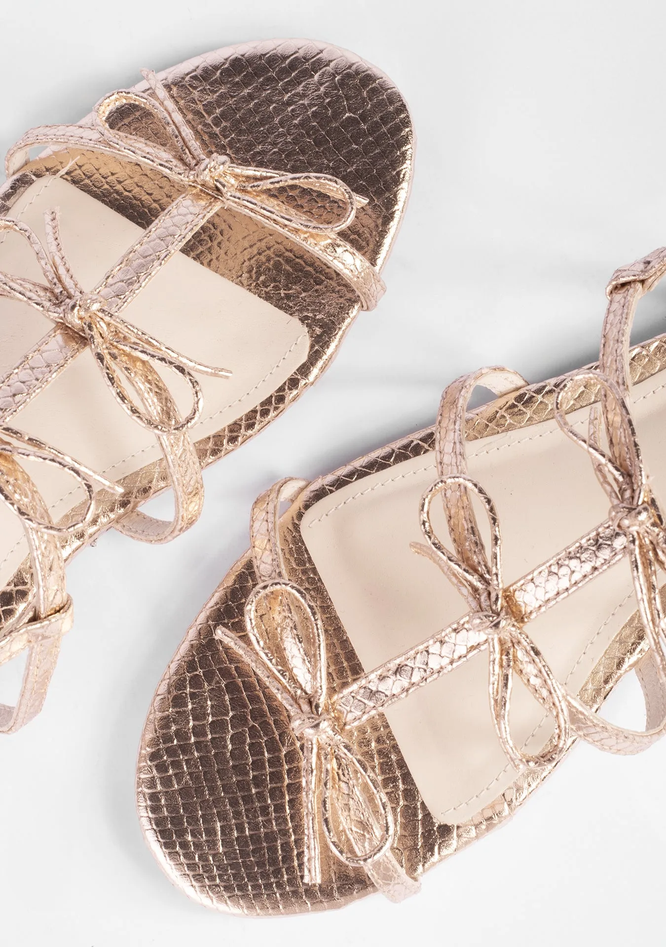 Vinci Shoes Charlotte Snake Gold Sandals