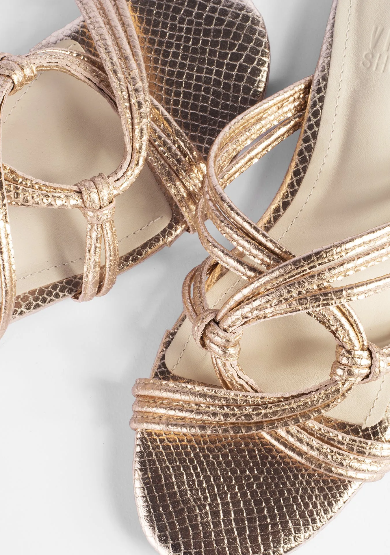 Vinci Shoes Ravello Snake Gold Sandals