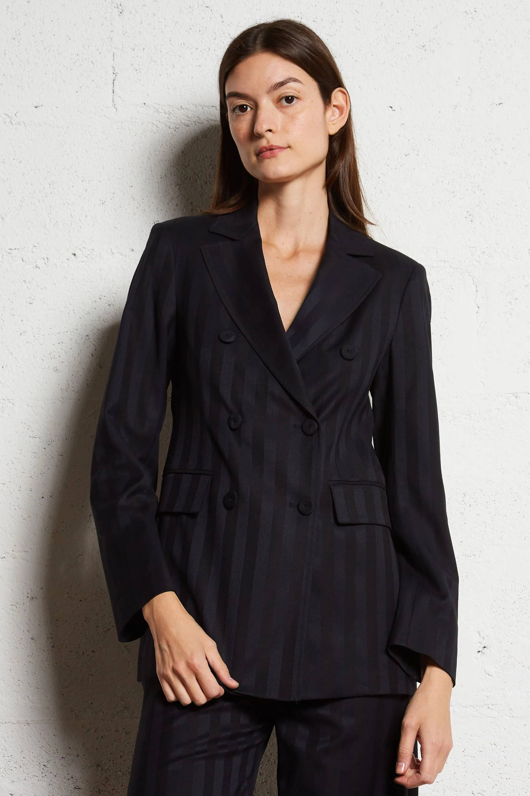 VITALO  CHAQUETA DE TRAJE RECTA A RAYAS EN AZUL