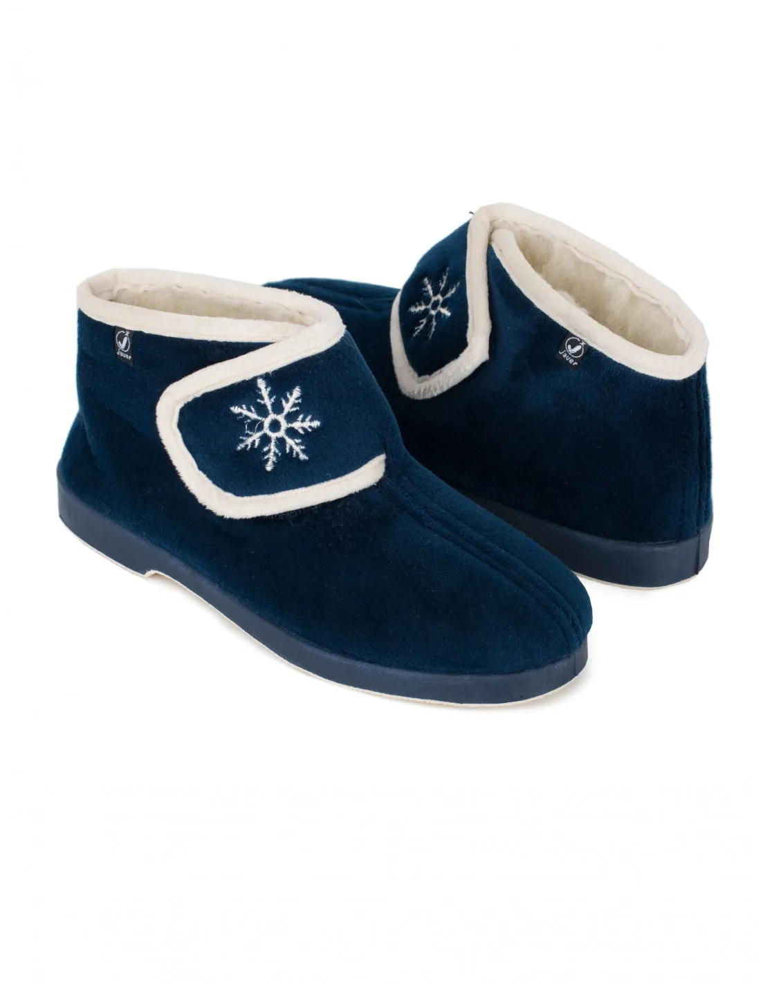 Zapatillas Casa Abotinadas Velcro Azul Marino